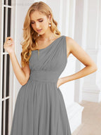 One Shoulder Bridesmaid Dresses Long Maxi Formal Evening Party Prom Gowns 28061
