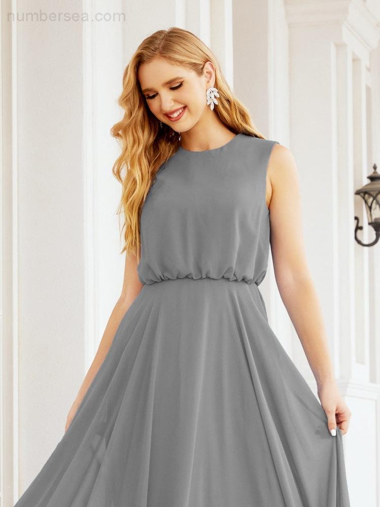 Sleeveless Long Bridesmaid Dress A line Formal Evening Prom Gown 28025