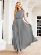 Sleeveless Long Bridesmaid Dress A line Formal Evening Prom Gown 28025