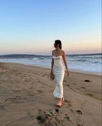 Vestido longo de noite branco elegante com alças finas estilo sereia Vestido de baile Y7513