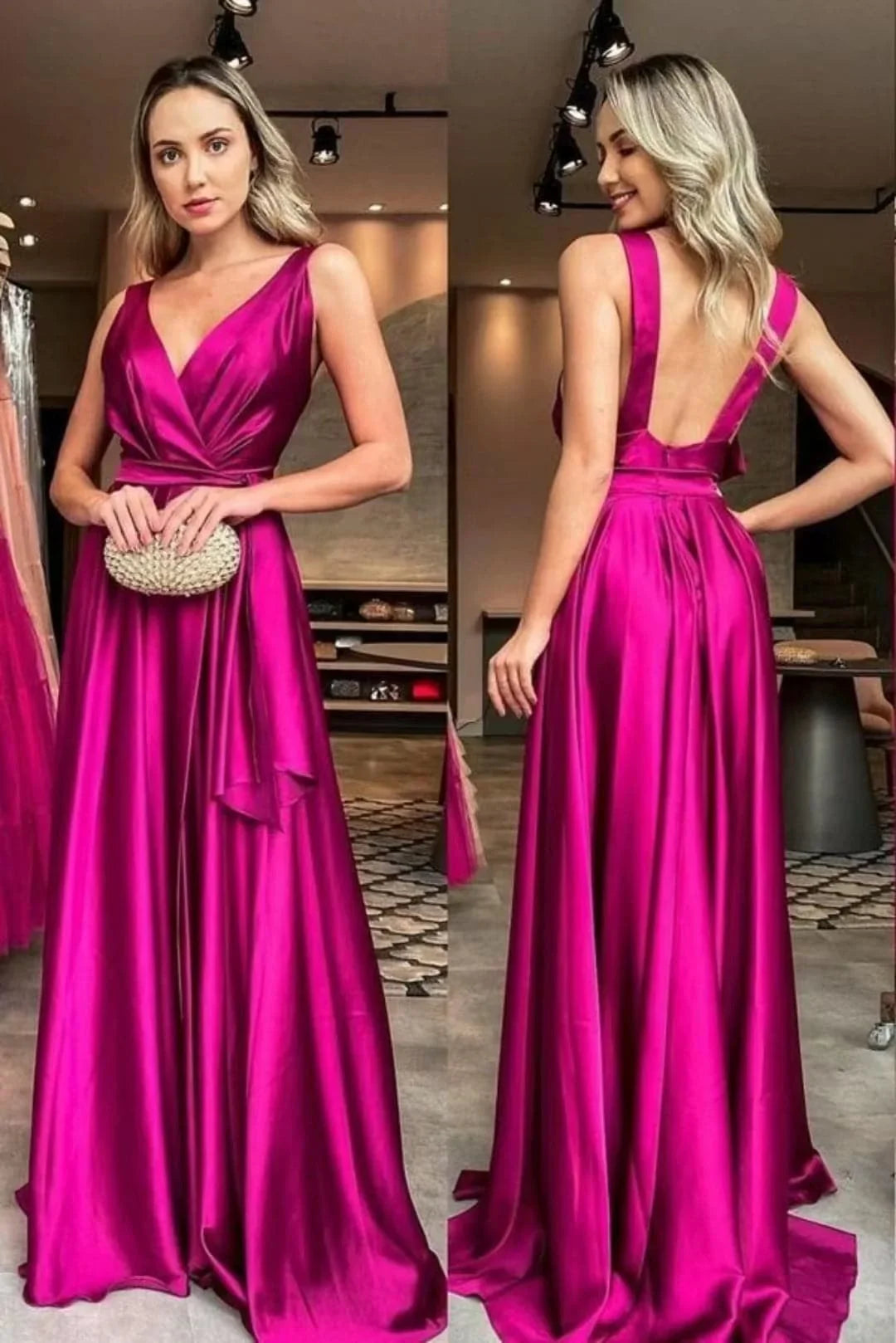 Vestidos de fiesta de satén en línea A Sunnderly SYP1