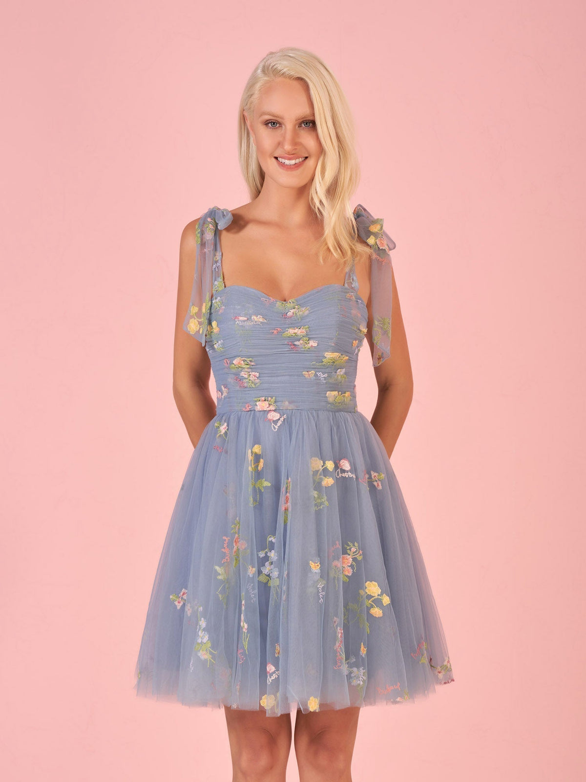 Aline Short Sweetheart Tulle Floral Homecoming Dress