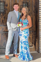 Bailey | Pink V Neck Sequin Lace Mermaid Prom Dress