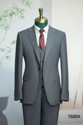 Three Piece Solid Wool Wedding Suit For Groom Classic Tailored Formal Look