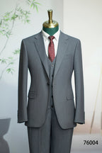 Three Piece Solid Wool Wedding Suit For Groom Classic Tailored Formal Look