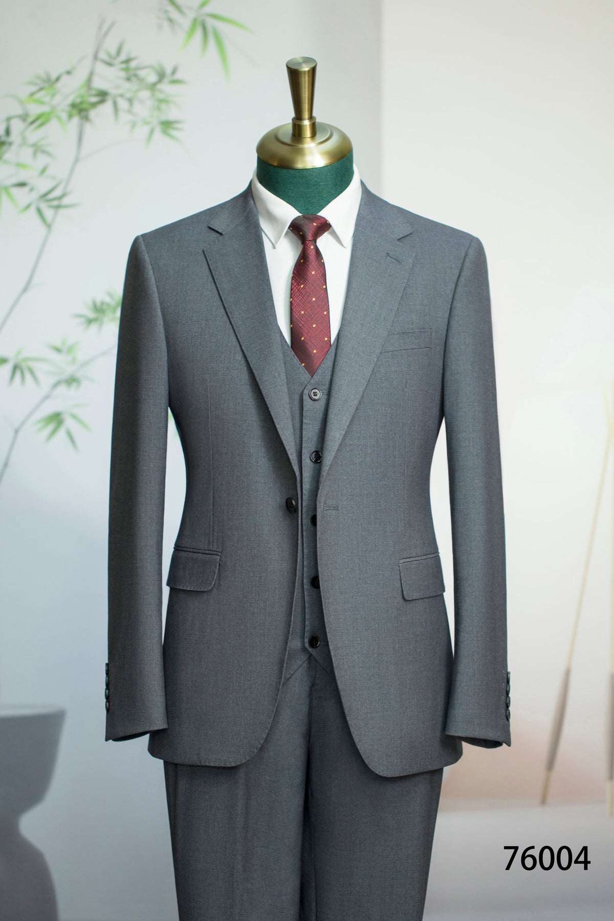 Three Piece Solid Wool Wedding Suit For Groom Classic Tailored Formal Look