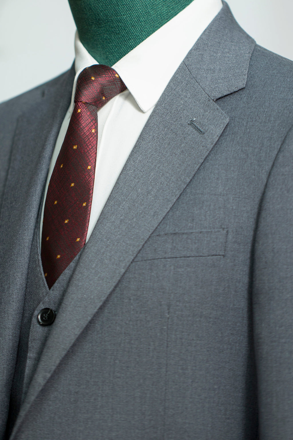 Three Piece Solid Wool Wedding Suit For Groom Classic Tailored Formal Look