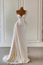 Bmbridal One Shoulder Mermaid Prom Dress Floor Length With Pearls Beading