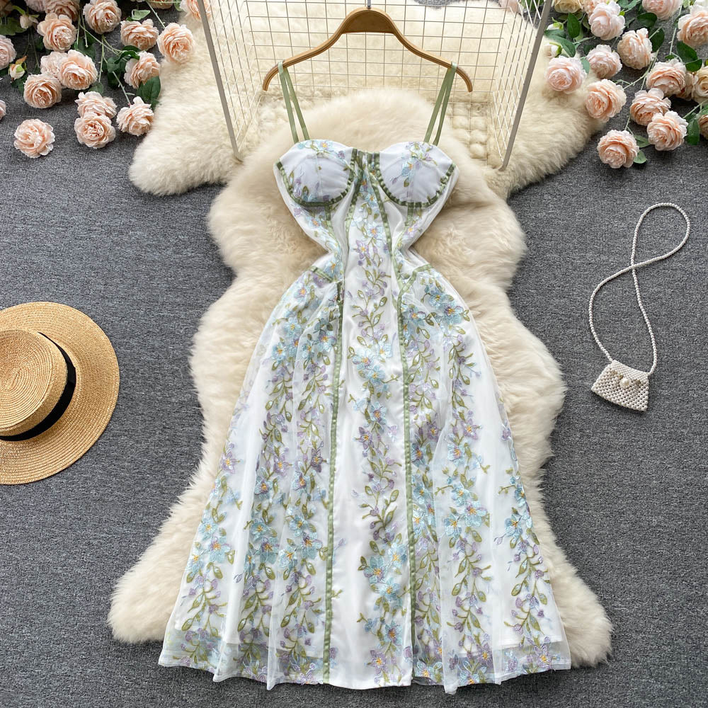Sexy A-Linie Spaghettiträger Blumenkleid Damen Abendkleid P150 