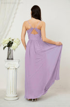 Neck Bridesmaid Dresses Chiffon Long Spaghetti A-line Formal Prom Gown for Wedding Party Evening 2801