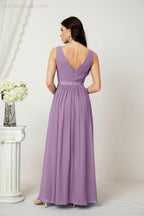 Abiti lunghi da damigella in chiffon da donna, linea a, senza maniche, abito formale da ballo per serata, abiti per festa di ritorno a casa 2808