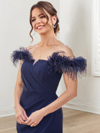 Off Shoulder Floor Length Sheath Gown For Mother Of The Bride