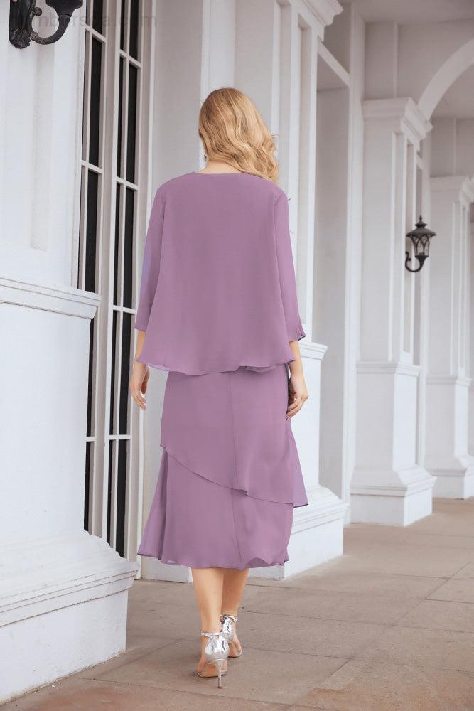 Vestido de fiesta formal de dos piezas en línea A para madre de la novia Numbersea 28072