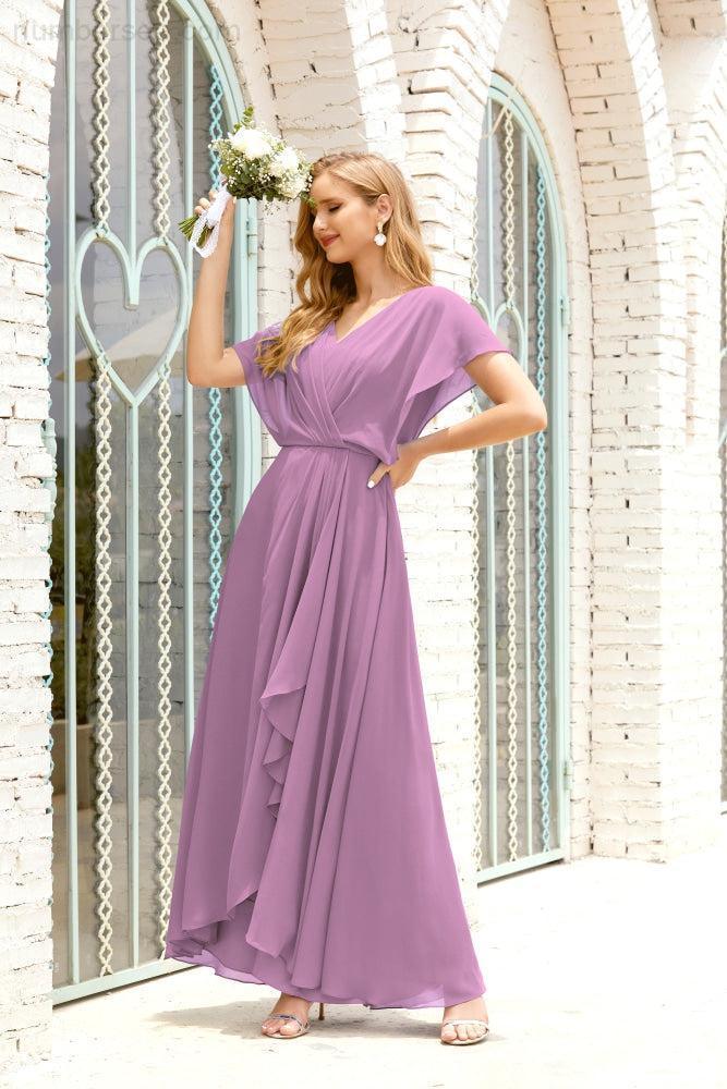 Mother of The Bride Dresses Plus Size V-Neck Floor Length Formal Prom Dress for Wedding Guest 28020
