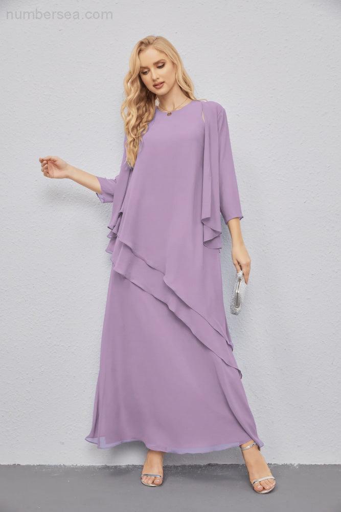 Abito da Sposa Madre con Cardigan Leggero Aperto Davanti Abito da Cerimonia Elegante 28081