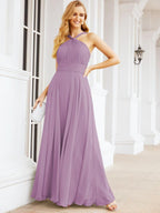 Crisscross Halter Bridesmaid Dresses for Party Wedding Evening Prom Maxi Ball Gowns 28053