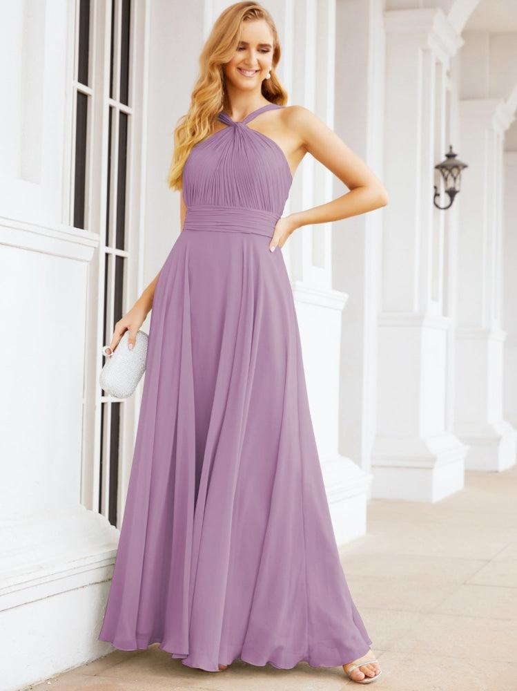 Crisscross Halter Bridesmaid Dresses for Party Wedding Evening Prom Maxi Ball Gowns 28053