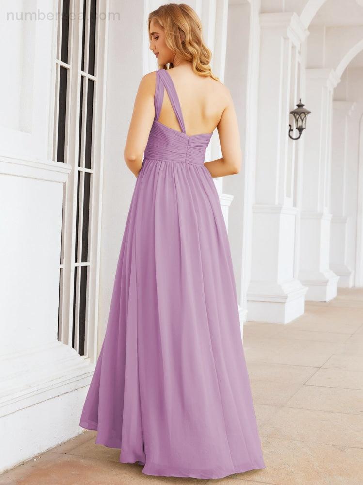 One Shoulder Bridesmaid Dresses Long Maxi Formal Evening Party Prom Gowns 28061