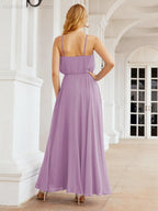 Numbersea Vestidos compridos de dama de honor com alças Vestido formal em linha A para jovens 28029