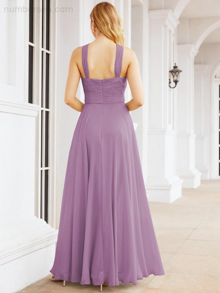 Crisscross Halter Bridesmaid Dresses for Party Wedding Evening Prom Maxi Ball Gowns 28053
