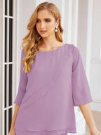 Numbersea Elegantes 2-teiliges Kleid für die Brautmutter Große Größen Hosenanzug mit Rüschenschichten Silberner Hausmantel 28064