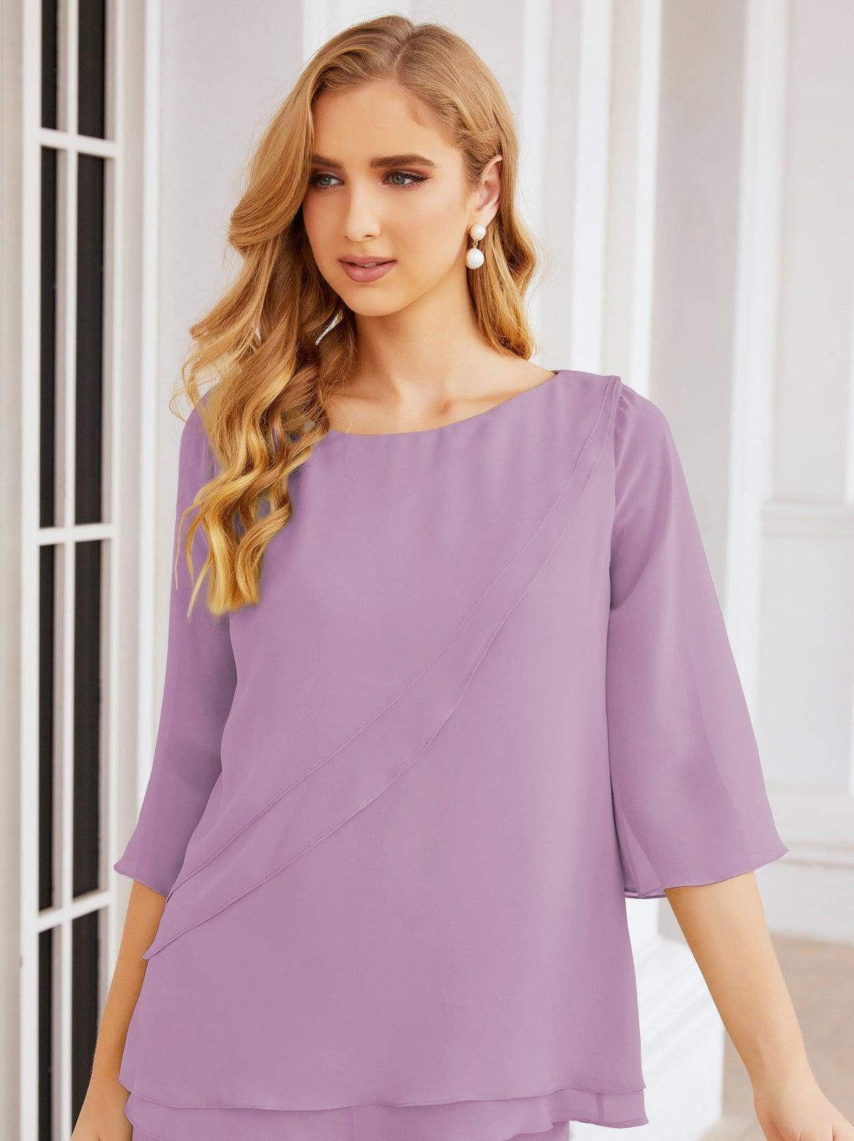 Numbersea Elegantes 2-teiliges Kleid für die Brautmutter Große Größen Hosenanzug mit Rüschenschichten Silberner Hausmantel 28064