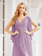 Bridesmaid Dresses with Split for Wedding Party Flutter Sleeves 28045