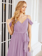 Numbersea Abito da Damigella in Chiffon con Spalle Scoperte, Abito Lungo Formale per Laurea con Schiena a Mantella 28069