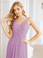 Spaghetti Strap Bridesmaid Dresses V-Neck Long A-Line Formal Prom Gowns 28063