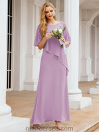 Numbersea Festliches Abendkleid Lang Mutter der Braut Kleid mit Rüschencape 28026