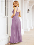 Crisscross Halter Bridesmaid Dresses for Party Wedding Evening Prom Maxi Ball Gowns 28053