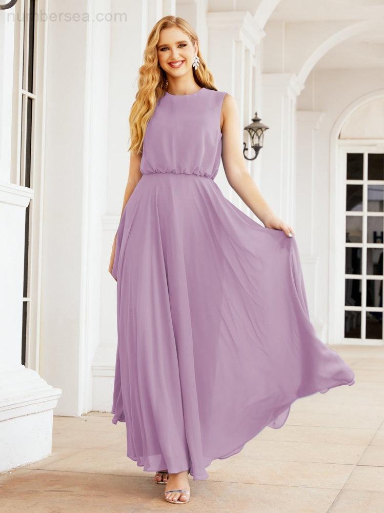 Sleeveless Long Bridesmaid Dress A line Formal Evening Prom Gown 28025