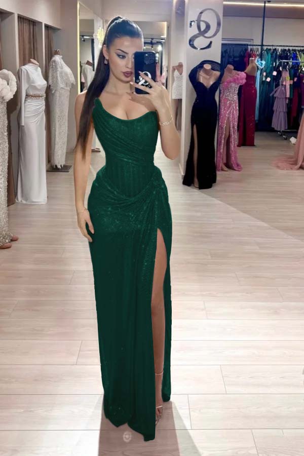 Custom Color Strapless Mermaid Long Prom Dress With High Slit