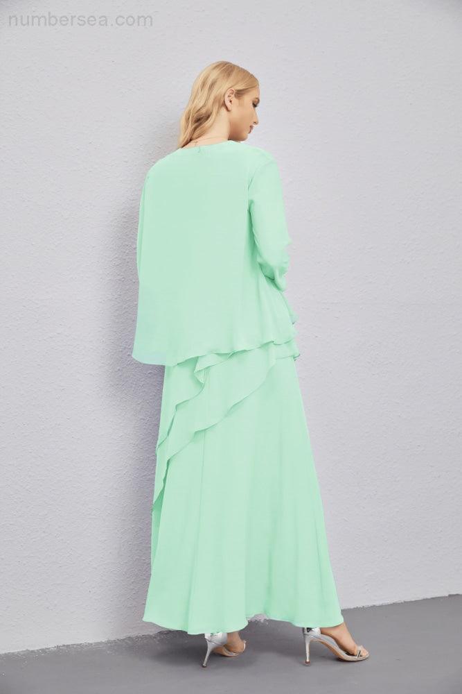 Abito da Sposa Madre con Cardigan Leggero Aperto Davanti Abito da Cerimonia Elegante 28081