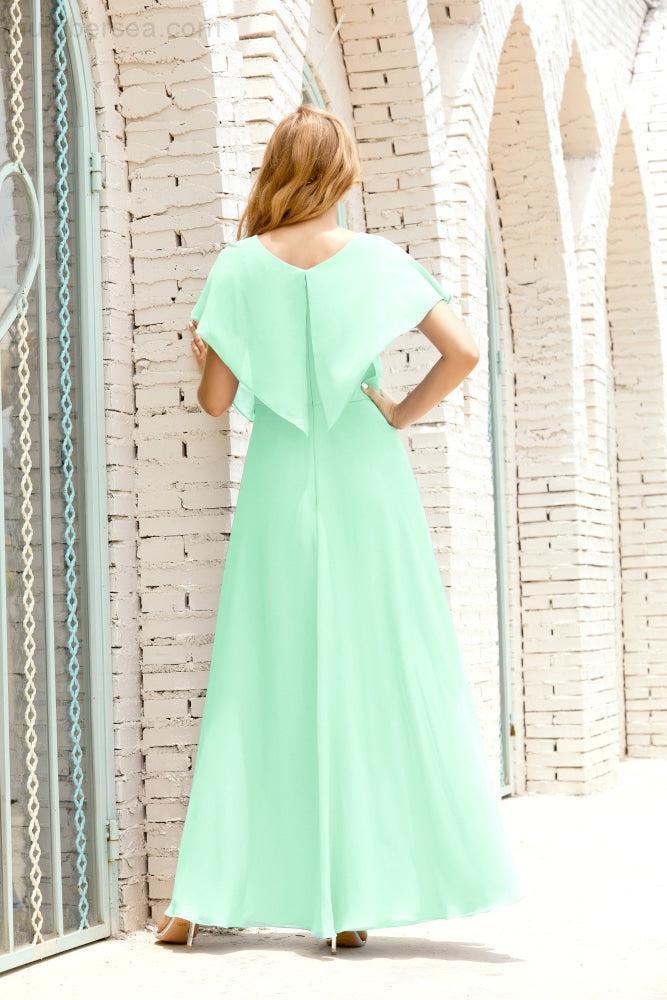 Mother of The Bride Dresses Plus Size V-Neck Floor Length Formal Prom Dress for Wedding Guest 28020