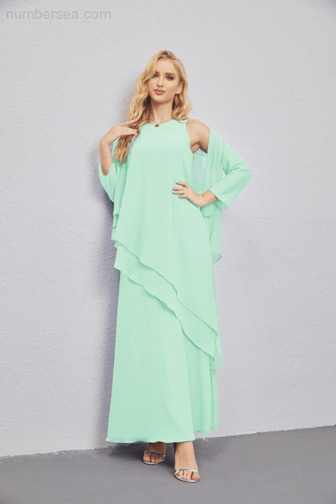 Abito da Sposa Madre con Cardigan Leggero Aperto Davanti Abito da Cerimonia Elegante 28081