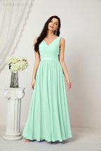 Abiti lunghi da damigella in chiffon da donna, linea a, senza maniche, abito formale da ballo per serata, abiti per festa di ritorno a casa 2808