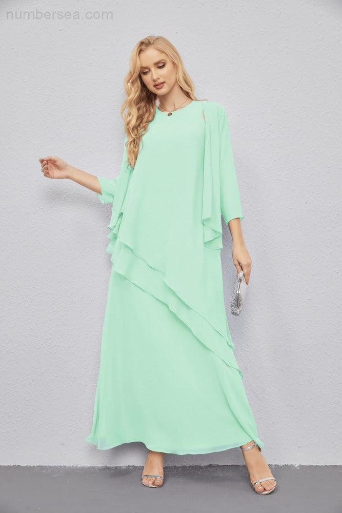 Abito da Sposa Madre con Cardigan Leggero Aperto Davanti Abito da Cerimonia Elegante 28081