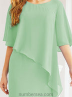 Numbersea Festliches Abendkleid Lang Mutter der Braut Kleid mit Rüschencape 28026