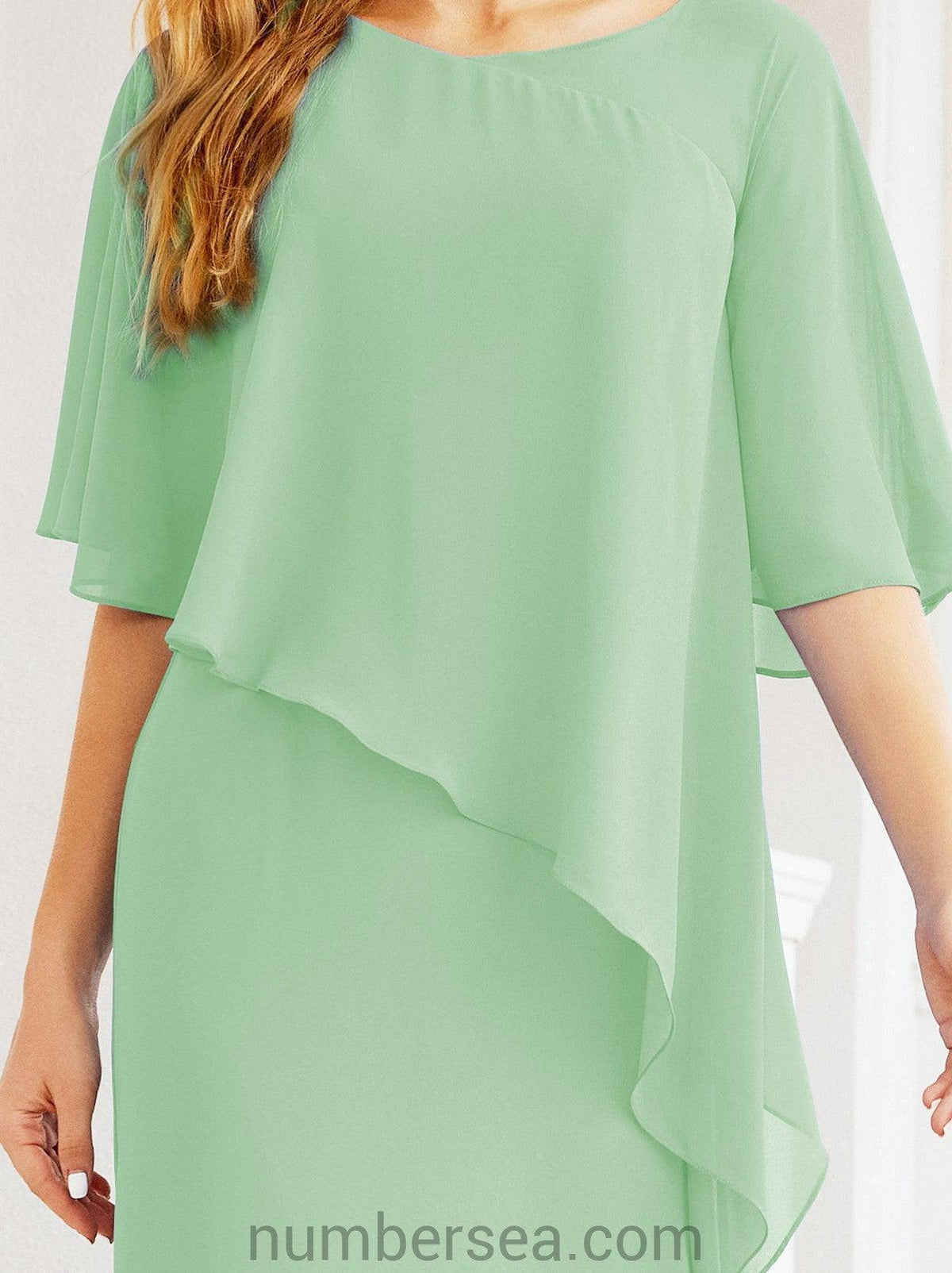 Numbersea Festliches Abendkleid Lang Mutter der Braut Kleid mit Rüschencape 28026