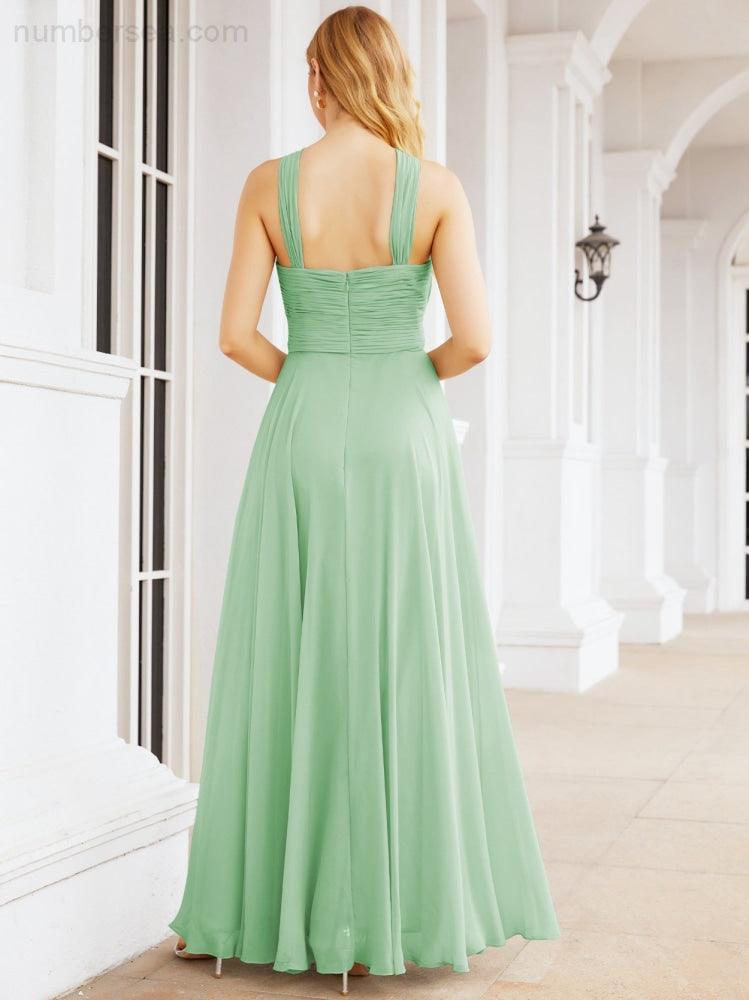 Crisscross Halter Bridesmaid Dresses for Party Wedding Evening Prom Maxi Ball Gowns 28053