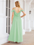 Numbersea Abito da Damigella in Chiffon con Spalle Scoperte, Abito Lungo Formale per Laurea con Schiena a Mantella 28069