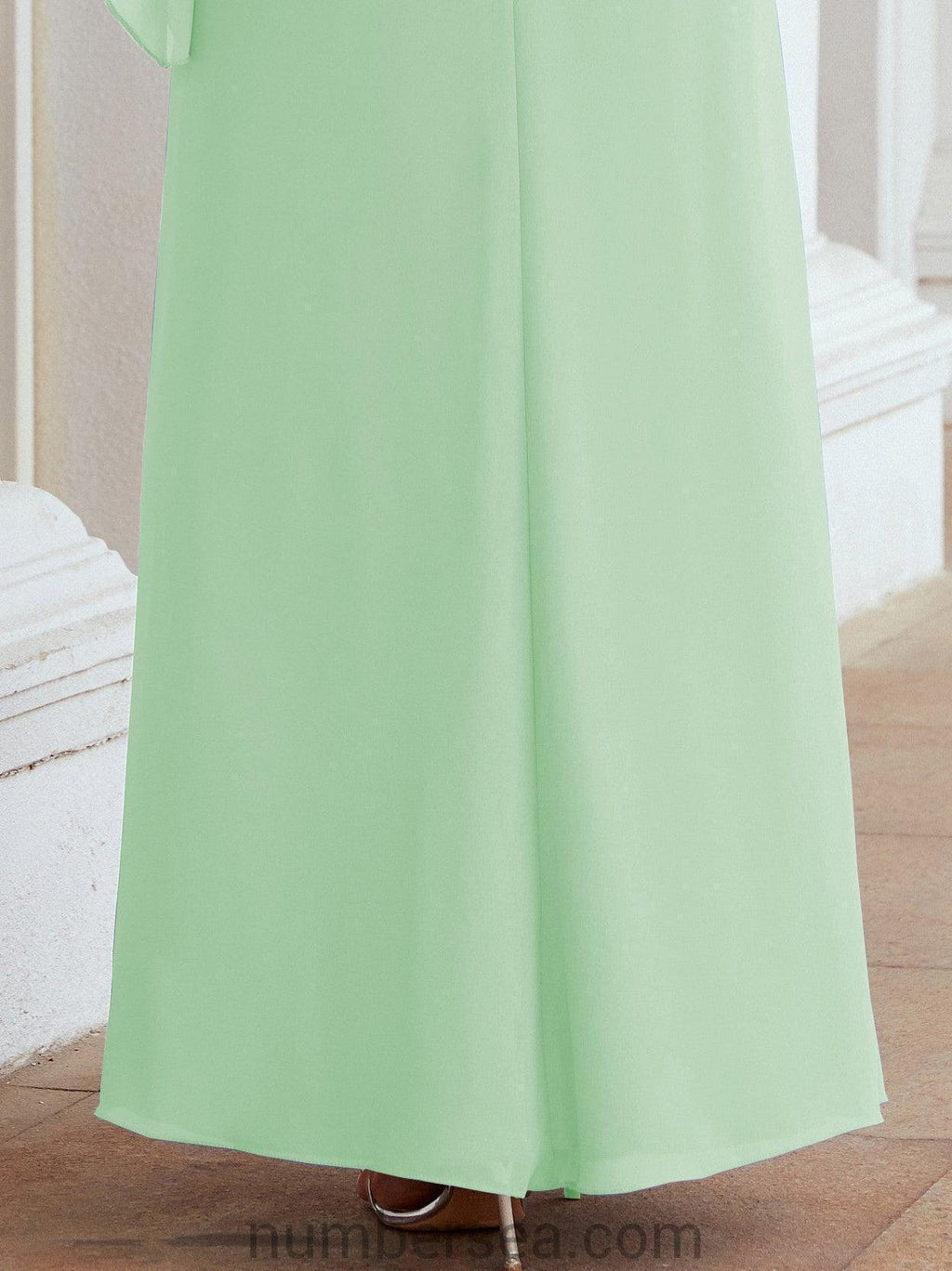 Numbersea Festliches Abendkleid Lang Mutter der Braut Kleid mit Rüschencape 28026