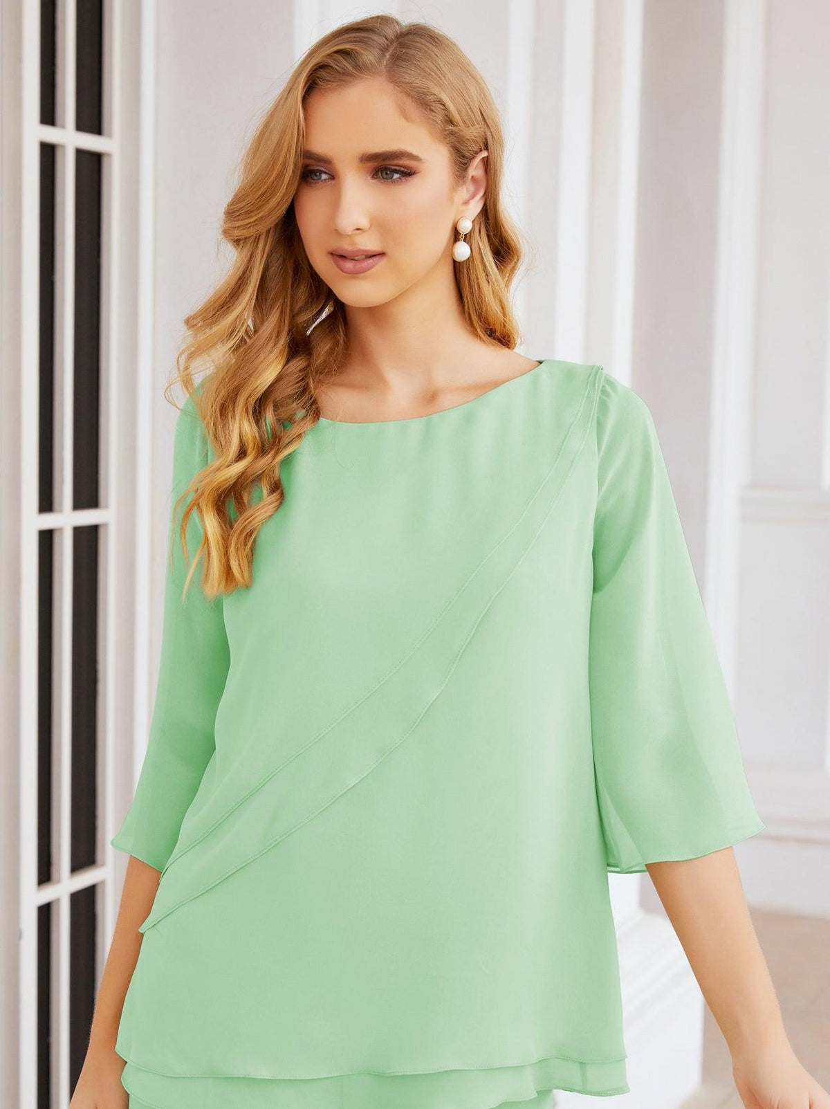 Numbersea Elegantes 2-teiliges Kleid für die Brautmutter Große Größen Hosenanzug mit Rüschenschichten Silberner Hausmantel 28064