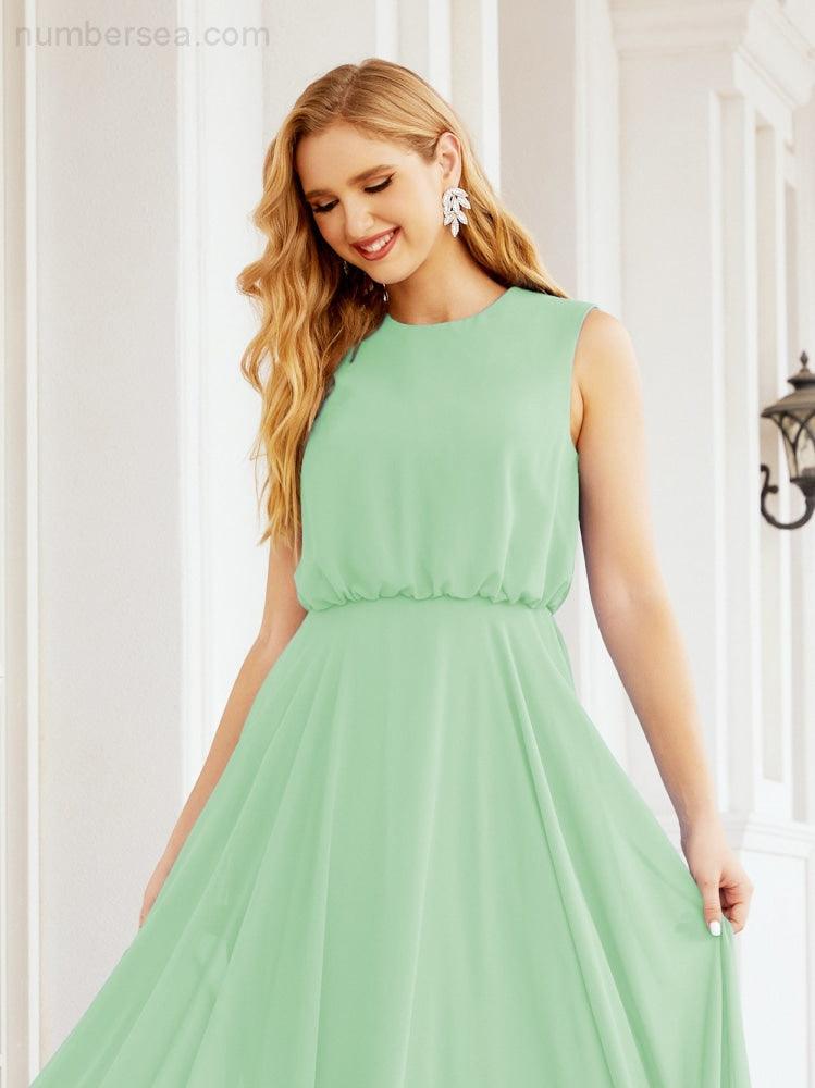Sleeveless Long Bridesmaid Dress A line Formal Evening Prom Gown 28025