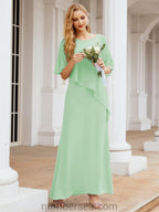 Numbersea Festliches Abendkleid Lang Mutter der Braut Kleid mit Rüschencape 28026