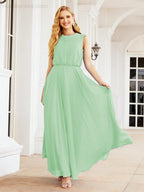 Sleeveless Long Bridesmaid Dress A line Formal Evening Prom Gown 28025