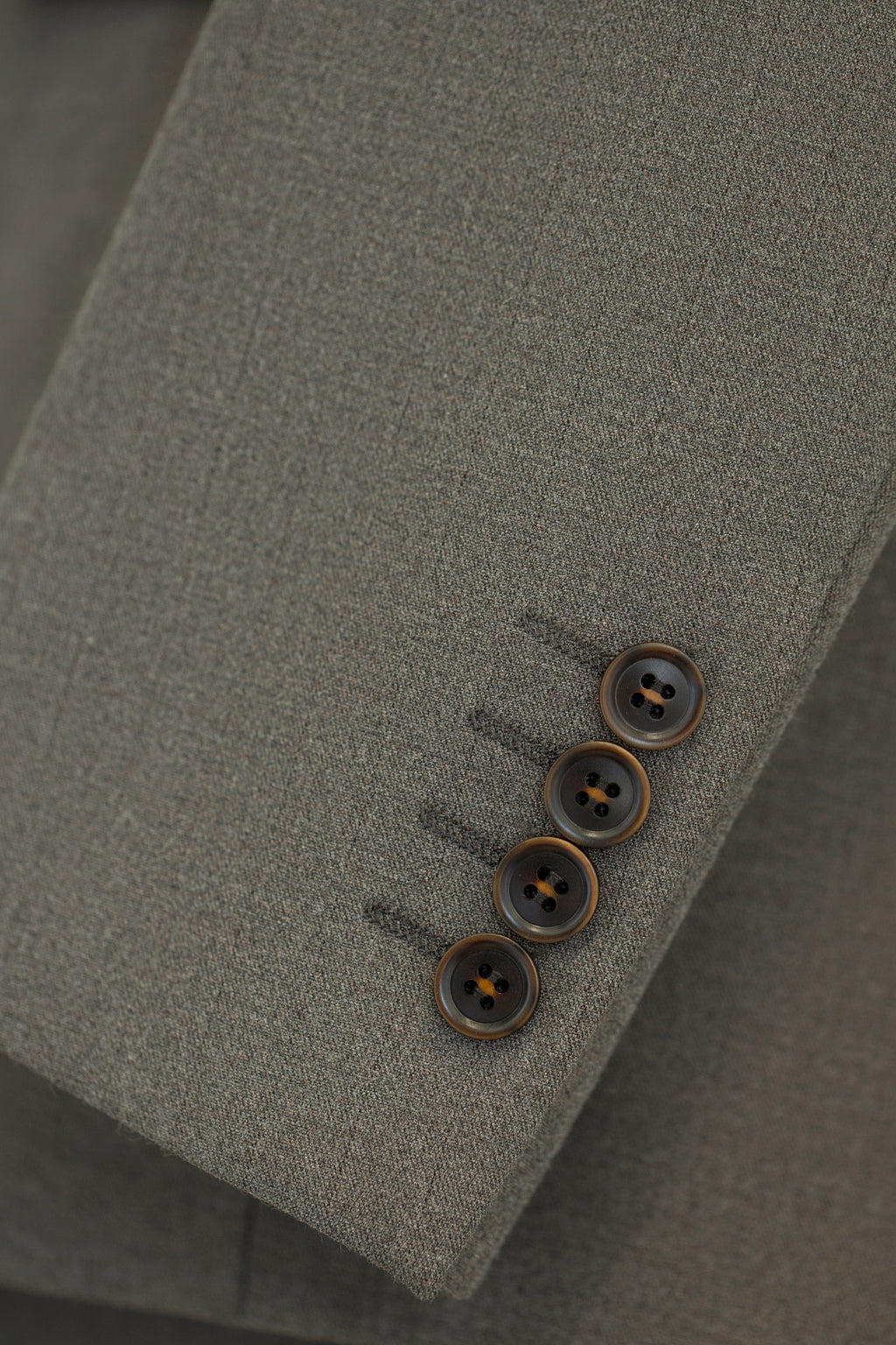 Three Piece Solid Taupe Grey Wool Suit for Groom and Business
