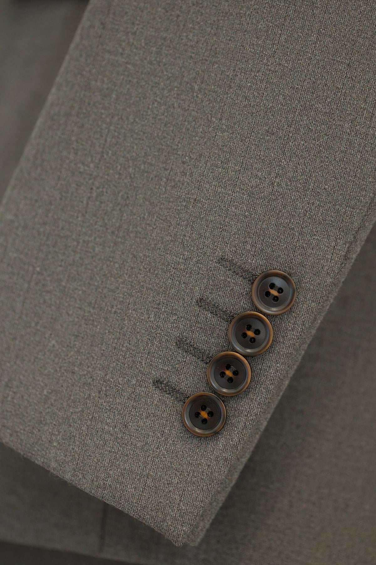 Three Piece Solid Taupe Grey Wool Suit for Groom and Business