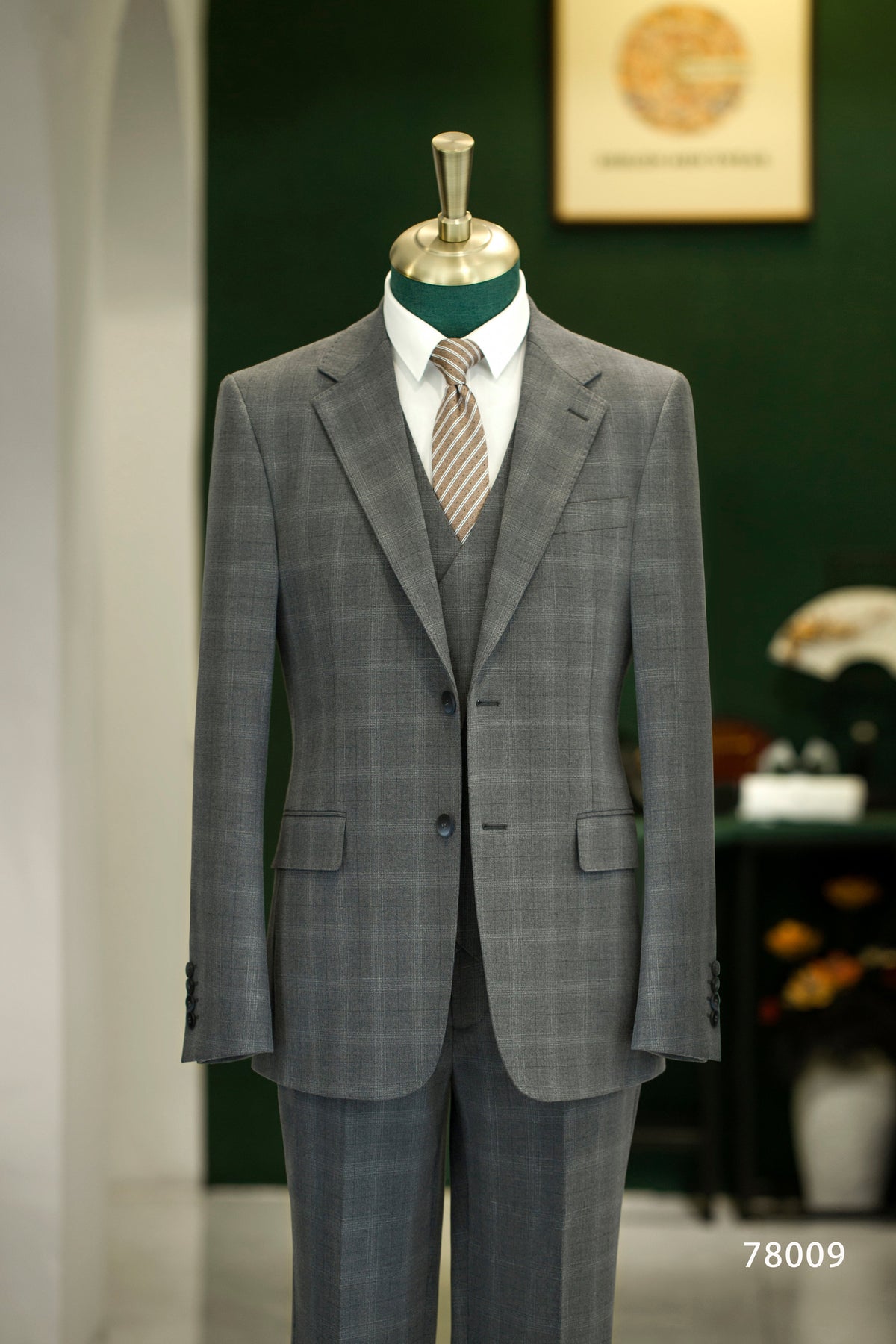 Three Piece Solid Grey Wool Suit For Formal Groom And Business